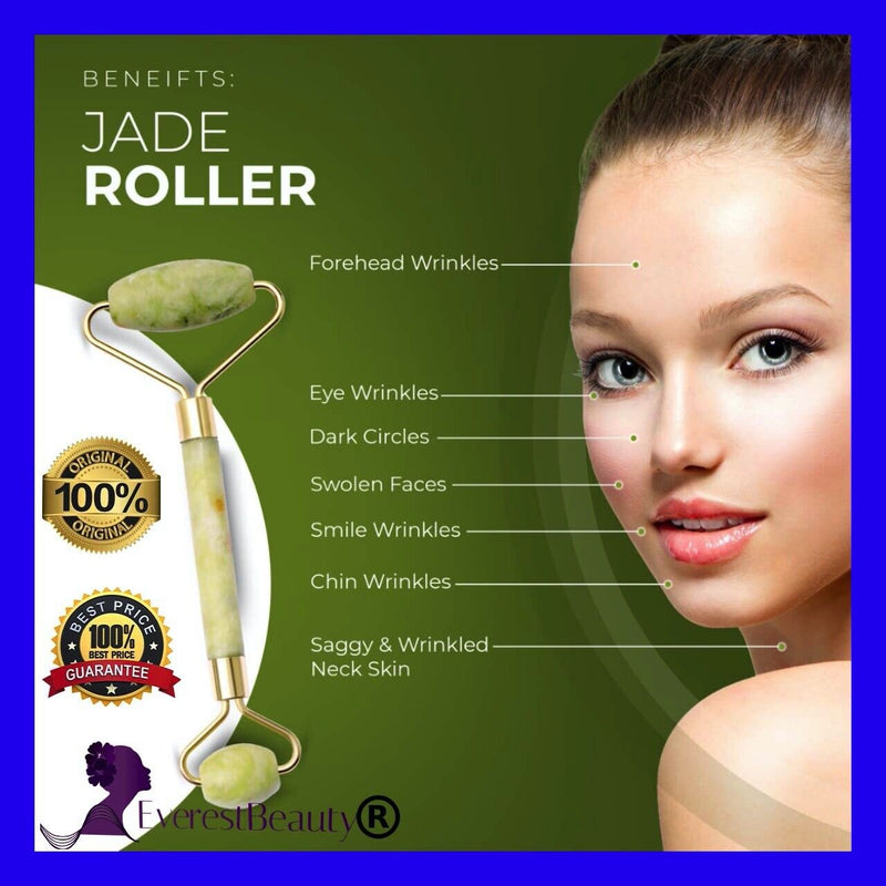 Jade Facial Massage Roller - Anti-Aging Beauty Tool for Face, Eyes, Neck, and Body