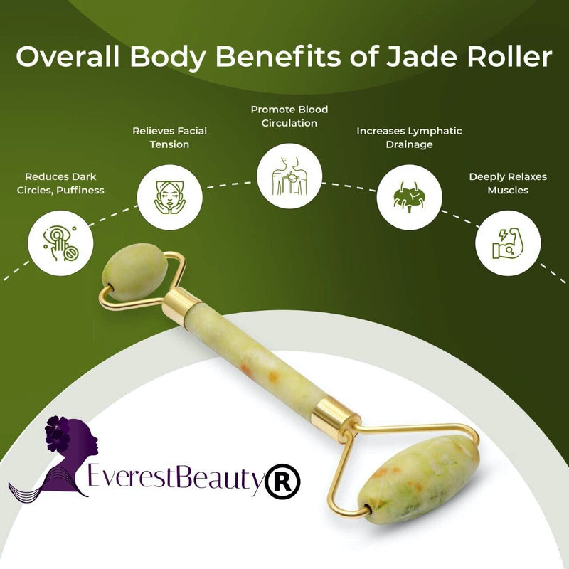 Jade Facial Massage Roller - Anti-Aging Beauty Tool for Face, Eyes, Neck, and Body